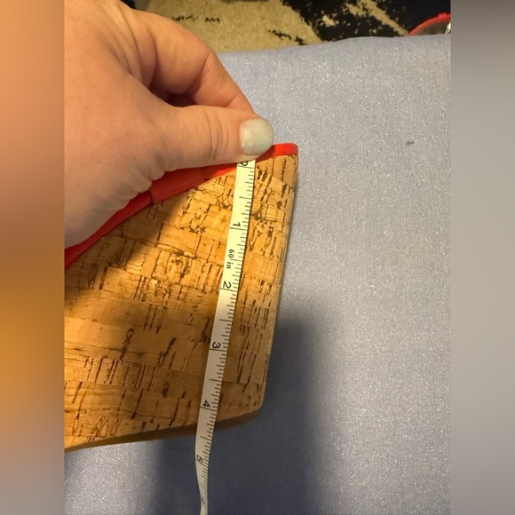 Antonio Melani Red and Tan Wedge Sandals with Embellished Straps - Picture 6 of 7